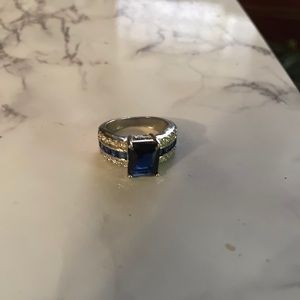Beautiful Sterling Silver Ring with Blue Stones